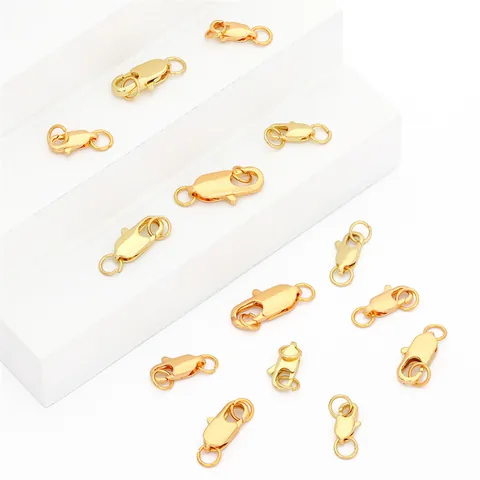 Chiusura a Moschettone in Rame Placcato Oro 14K 18K Con Anellini Aperti Fai da Te Creazione Gioielli Collana Bracciale Connettori