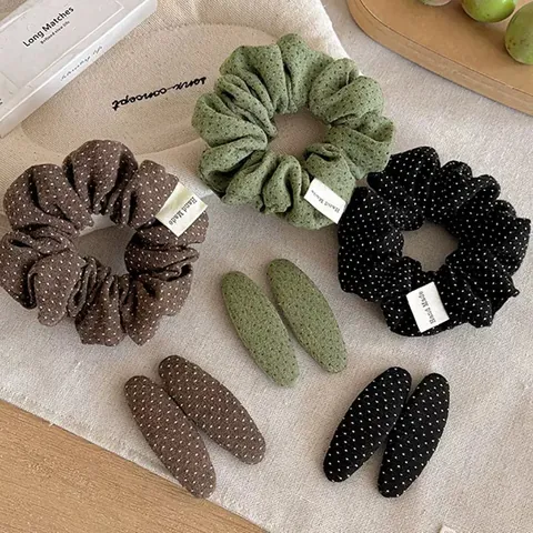 Stippen Hoofdband Scrunchie Haarklem Koreaanse Stijl Bruin Stof Haaraccessoires Voor Vrouwen Herfst Winter Haarstyling Tool