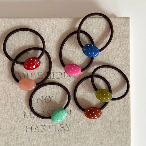 Elastico per Capelli Ovale a Pois ad Alta Elasticità a Forma di Chicco di Zucchero Porta Coda di Cavallo Stile Coreano Moda Donna Accessorio Quotidiano