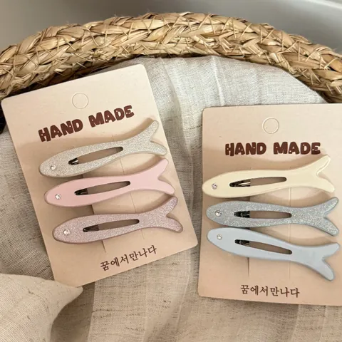 Lindo Pasador de Pelo de Pececito con Diamantes de Imitación para Mujer Niña Pinza de Pico de Pato Dulce Accesorios para el Cabello Hechos a Mano