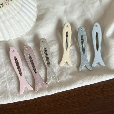 Lindo Pasador de Pelo de Pececito con Diamantes de Imitación para Mujer Niña Pinza de Pico de Pato Dulce Accesorios para el Cabello Hechos a Mano