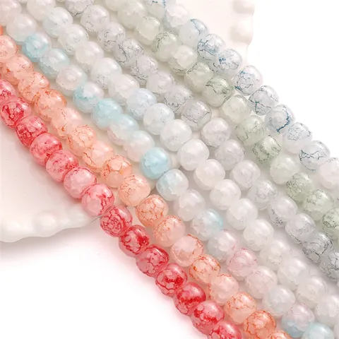 Glas Imitation Jade Eisriss-Muster Lose Perlen Für DIY Handgemachten Schmuck Armband Zubehör Dundun Form Perlen