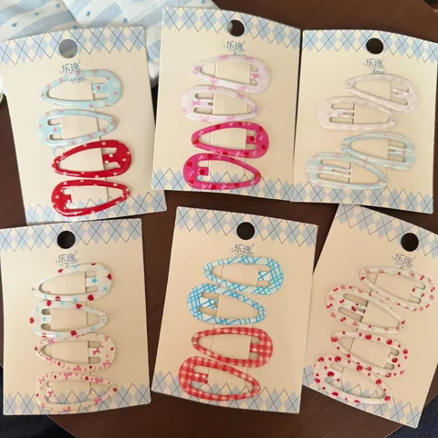 Pinzas para el Pelo BB de Esmalte Coloridas para Niñas Horquillas con Estampado de Dibujos Animados Mini Clips Laterales de Aleación