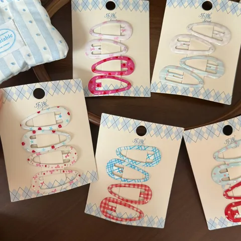 Pinzas para el Pelo BB de Esmalte Coloridas para Niñas Horquillas con Estampado de Dibujos Animados Mini Clips Laterales de Aleación