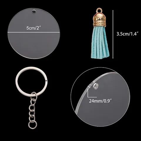 DIY Schlüsselanhänger Material Set Mit Transparenten Acrylrohlingen Bunten Quasten Und Legierung Ringen Für Handarbeit Schmuckherstellung