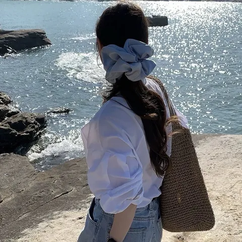 French Retro Satin Scrunchie Large Elastic Silk Feel Hair Tie Fashion Solid Color Hair Scrunchies For Women Daily Hair Accessories