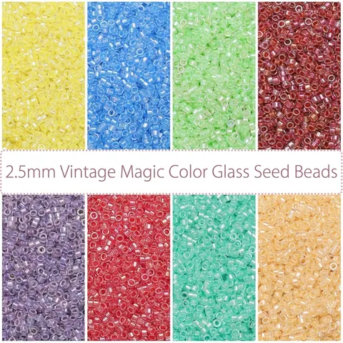 Iridescent Glass Seed Beads For Jewelry Making DIY Bracelet Necklace Antique Bugle Beads Tube Beads Loose Beads Crafts