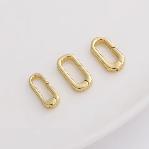 14K Gold Filled Alloy Oval Spring Clasp Long O-Shape Connector For DIY Necklace Bracelet Jewelry Making Findings