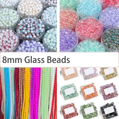 Round Glass Beads Ink Wash Gold Foil Loose Beads For Jewelry Making DIY Necklace Bracelet Handcraft Accessories