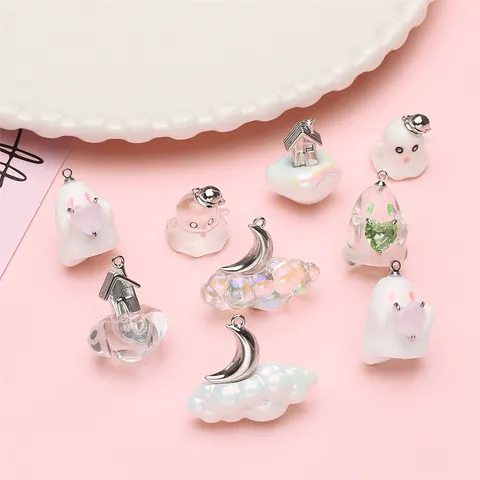 Halloween Resin Alloy Pendants Ghost Cloud Moon Handmade DIY Bracelet Necklace Beading Jewelry Making Accessories Charms