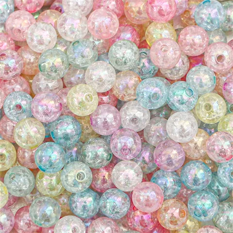 Iridescent Acrylic Round Beads Bubble Texture AB Coating For DIY Jewelry Making Necklaces Bracelets Macaron Loose Beads