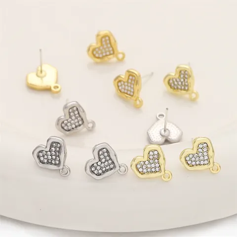 Alloy Earring Stud Findings With Loop Heart Star Moon Irregular Shape Rhinestone Artificial Pearl Earring Components For DIY Jewelry Making Accessories