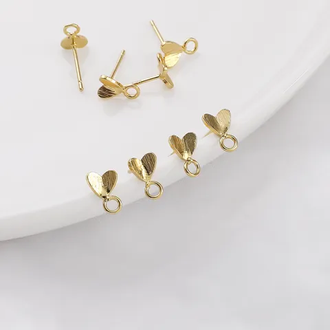 Alloy Earring Stud Findings With Loop Heart Star Moon Irregular Shape Rhinestone Artificial Pearl Earring Components For DIY Jewelry Making Accessories