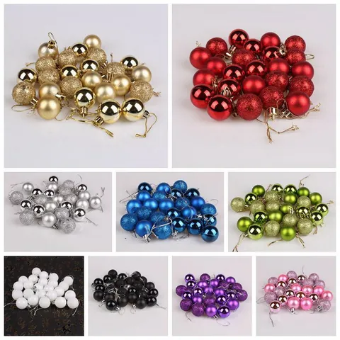 Multicolor Christmas Ball Ornaments For Holiday Tree Decoration Shiny Matte Glitter Plastic Decorative Hanging Baubles