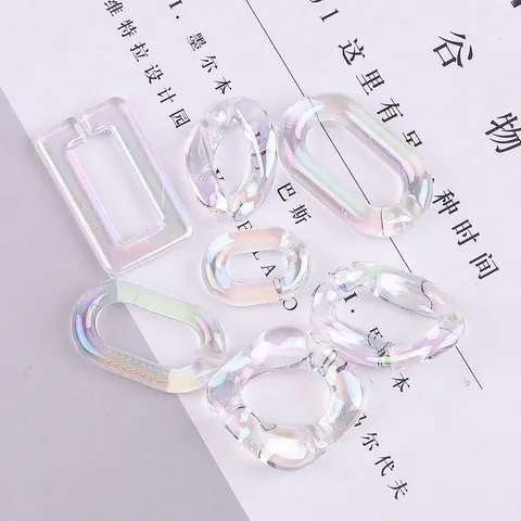 Acrylic Iridescent Chain Link DIY Jewelry Connector Bracelet Necklace Handmade Craft Earring Hair Clip Accessories