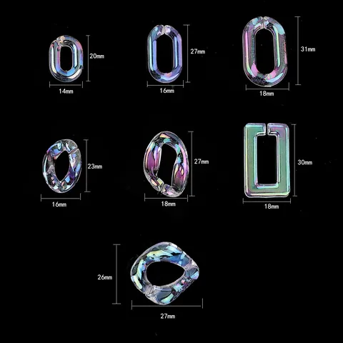 Acrylic Iridescent Chain Link DIY Jewelry Connector Bracelet Necklace Handmade Craft Earring Hair Clip Accessories