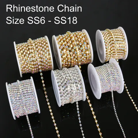 Rhinestone Chain Copper Claw Glass Diamond Roll DIY Bracelet Necklace Clothing Accessories Jewelry Making Decoration Material