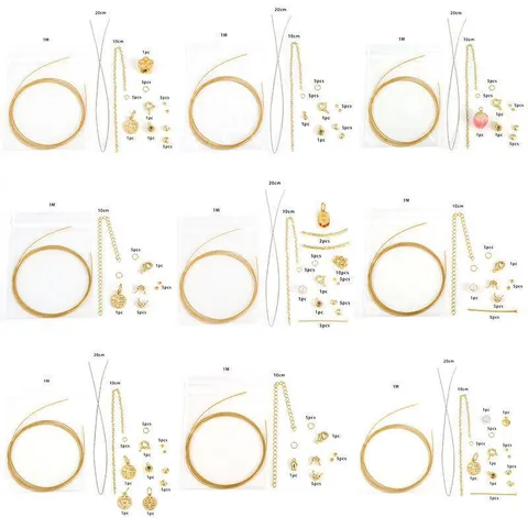 14K Gold Plated Alloy DIY Jewelry Making Kit Bracelet Necklace Handcrafted Material Pack With Charms Pearl Chains Rings