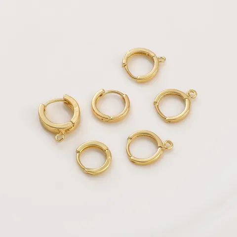 Accesorios de Pendientes de Cobre Llenos de Oro de 14K Ganchos de Oreja Redondos Leverback Para Creación de Joyas DIY