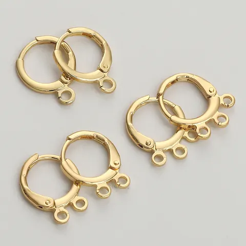 Accesorios de Pendientes de Cobre Llenos de Oro de 14K Ganchos de Oreja Redondos Leverback Para Creación de Joyas DIY