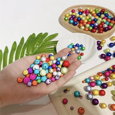 Perles Rondes en Acrylique Irisé Laser Réfléchissantes Colorées Perles d'Espacement Pour la Fabrication de Bijoux DIY Bracelet Collier