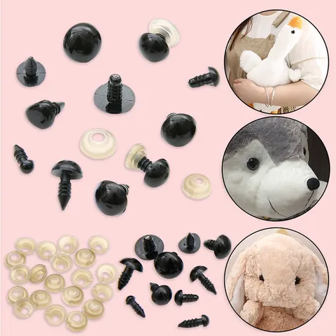Yeux de Sécurité en Plastique DIY pour Animaux en Peluche Accessoires de Fabrication de Poupées Kit d'Yeux d'Animaux avec Rondelles Yeux Noirs Brillants