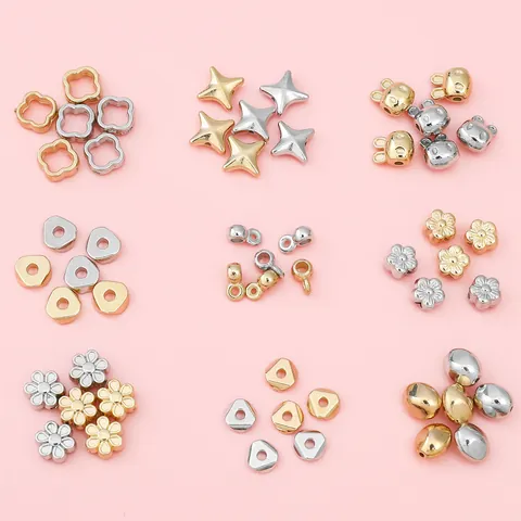 DIY Jewelry Making Supplies CCB Plastic Star Four-Leaf Clover Rabbit Flower Beads Gold Silver Electroplated Spacer Beads For Bracelet Necklace Making Accessories