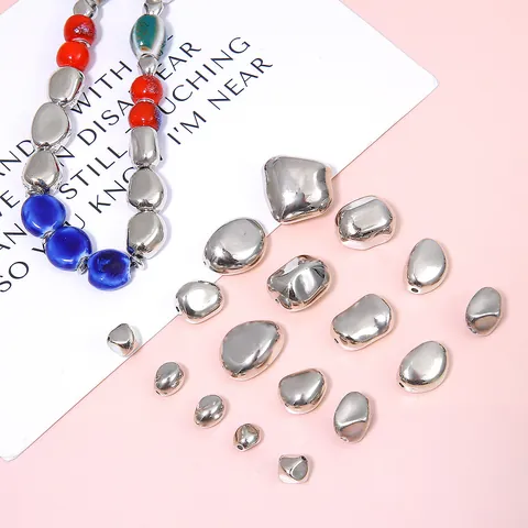 Irregular CCB Plastic Spacer Beads Silver Metallic Plated DIY Jewelry Making Materials For Necklace Bracelet Earring Beads Findings
