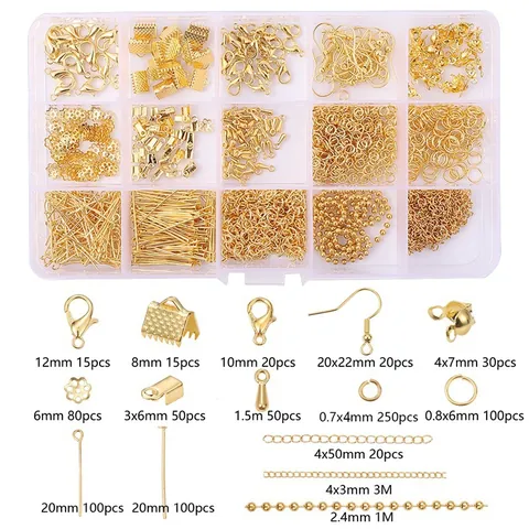 Jewelry Making Kit DIY Findings Set With Lobster Clasps Jump Rings Earring Hooks Chain Extender For Handmade Necklace Bracelet Repair Accessories