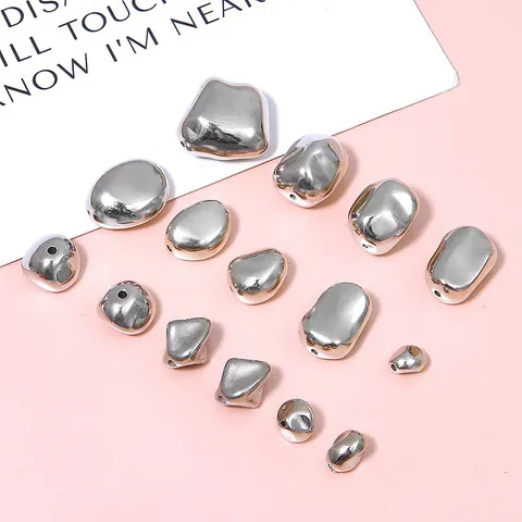 Irregular CCB Plastic Spacer Beads Silver Metallic Plated DIY Jewelry Making Materials For Necklace Bracelet Earring Beads Findings