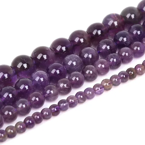 Natural Amethyst Round Beads For Jewelry Making DIY Bracelets Necklaces Polished Purple Gemstone Loose Beads 38cm Strand