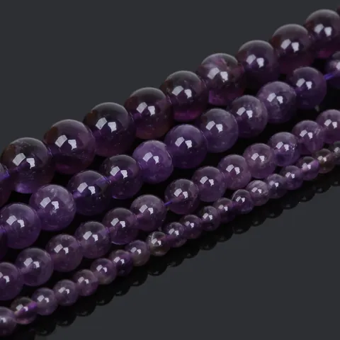 Natural Amethyst Round Beads For Jewelry Making DIY Bracelets Necklaces Polished Purple Gemstone Loose Beads 38cm Strand