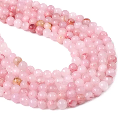 Perline Sciolte Tonde in Giada Persiana Sintetica Rosa per Creazione di Gioielli DIY Collana Bracciale