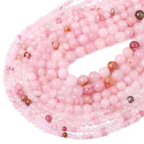 Perline Sciolte Tonde in Giada Persiana Sintetica Rosa per Creazione di Gioielli DIY Collana Bracciale