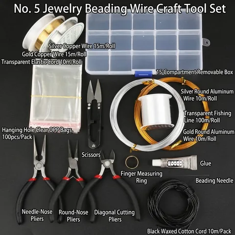 Professionelles DIY Schmuckherstellung Werkzeugset Mit Zangen Pinzetten Schere Klebepistole Für Ohrring Armband Halskette Bastelbedarf