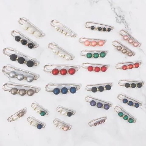 Europäische Mode Legierung Brosche Pin Für Damen Künstliche Perle Strass Perlen Taille Straffen Sicherheitsnadel Kleidung Zubehör