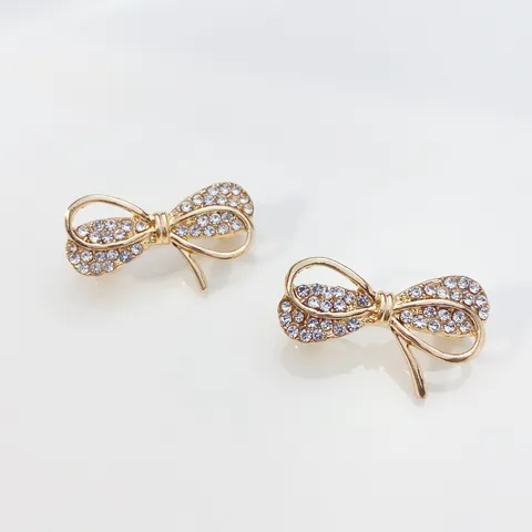Mode Alliage Strass Mini Nœud Papillon Broche Pin pour Femmes Style Japonais Plaqué Or Petit Nœud de Revers Bijoux Vêtements
