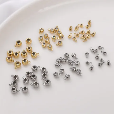 DIY Jewelry Making Findings Alloy 14K Gold Silver Plated Silicone Positioning Spacer Beads With Loop For Necklace Bracelet Handmade Accessories