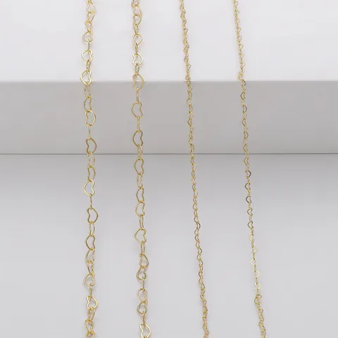 14K Gold Filled Heart Shaped Link Chain Copper DIY Jewelry Making Material For Necklace Bracelet Extension Accessories Women Supplies