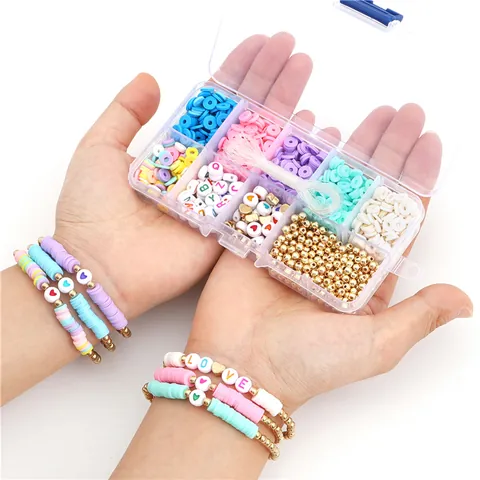 Polymerton Perlen Alphabet Buchstaben Perlen Set Für DIY Armband Halskette Handgefertigte Schmuckzubehör Perlen Kit