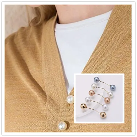 Damen Künstliche Perle Brosche Sicherheitsnadel Anti-Exponierung Schnalle Taille Straffer Cardigan Clip Schal Pin Legierung Schmuck