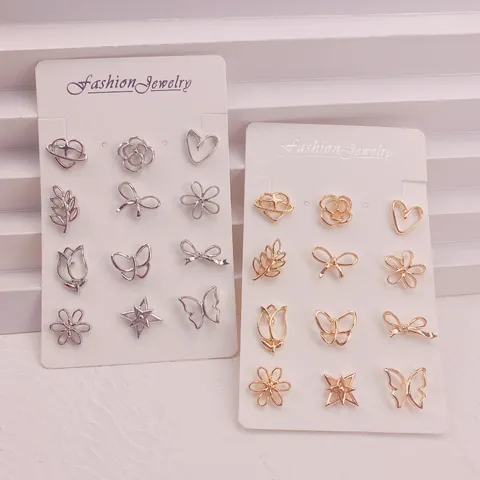 Legierung Mini Brosche Set Anti-Exposition Ausschnitt Knopf Anstecknadel Hohl Herz Schmetterling Blume Bogen Blatt Star Kragen Pin