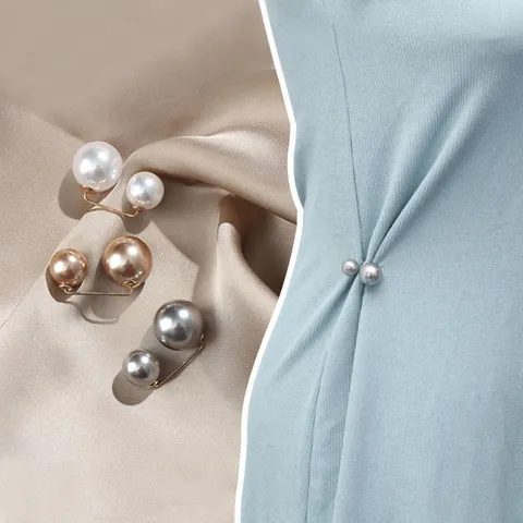 Artificial Pearl Brooch Pin For Waist Adjustment Anti-Exposure Buckle Alloy Decorative Brooch For Women Pants Skirt Accessory