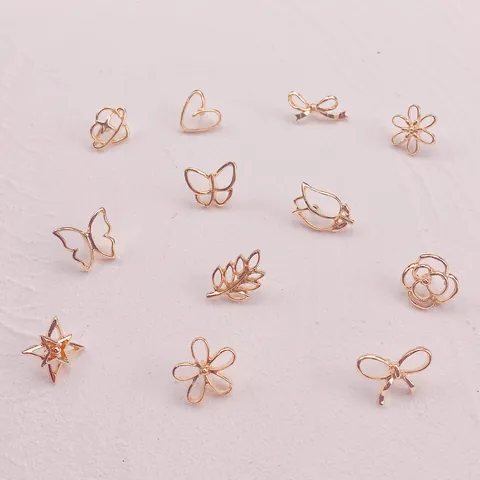 Legierung Mini Brosche Set Anti-Exposition Ausschnitt Knopf Anstecknadel Hohl Herz Schmetterling Blume Bogen Blatt Star Kragen Pin