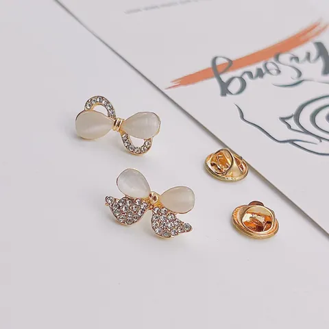 Elegant Alloy Opal Bow Flower Butterfly Brooch For Women Rhinestone Anti-Exposure Pin Fashion Jewelry Dress Decor Accessory