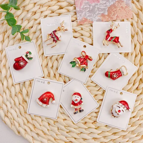 Weihnachtsbrosche Anstecknadel Weihnachtsmann Rentier Weihnachtsbaum Emaille Strass Abzeichen Feiertagsschmuck Geschenk Für Damen Herren