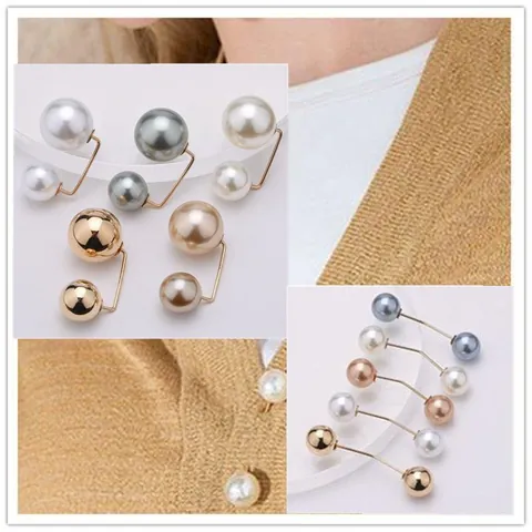 Damen Künstliche Perle Brosche Sicherheitsnadel Anti-Exponierung Schnalle Taille Straffer Cardigan Clip Schal Pin Legierung Schmuck