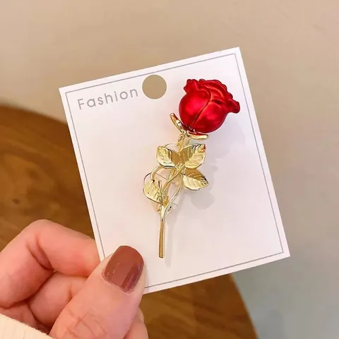 Vintage Chinese Style Flower Brooch For Women High Grade Red Peony Rose Pearl Rhinestone Brooch Pin Accessories Wedding Gift