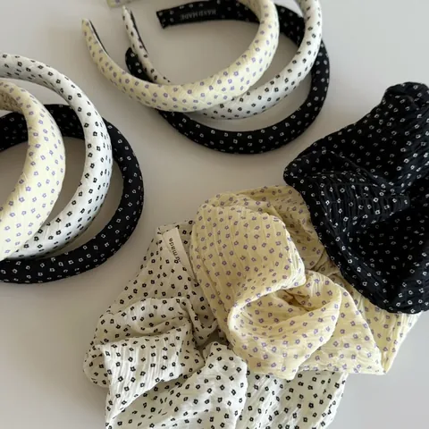 French Vintage Floral Print Fabric Headband High Top Wide Brim Hair Hoop Korean Style Floral Scrunchie For Women Hair Accessories