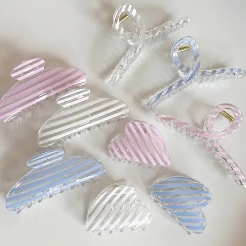 Koreanische Frische Gestreifte Acryl Haarklammer Für Damen Hochwertige Gingham Karo Haarkrebs Elegante Prinzessin Haarschmuck Für Den Alltag
